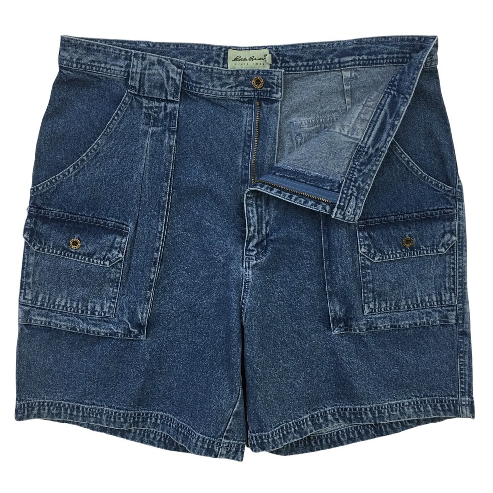 Eddie Bauer‎ Denim Cargo Shorts Vintage Tall Actual Size 40